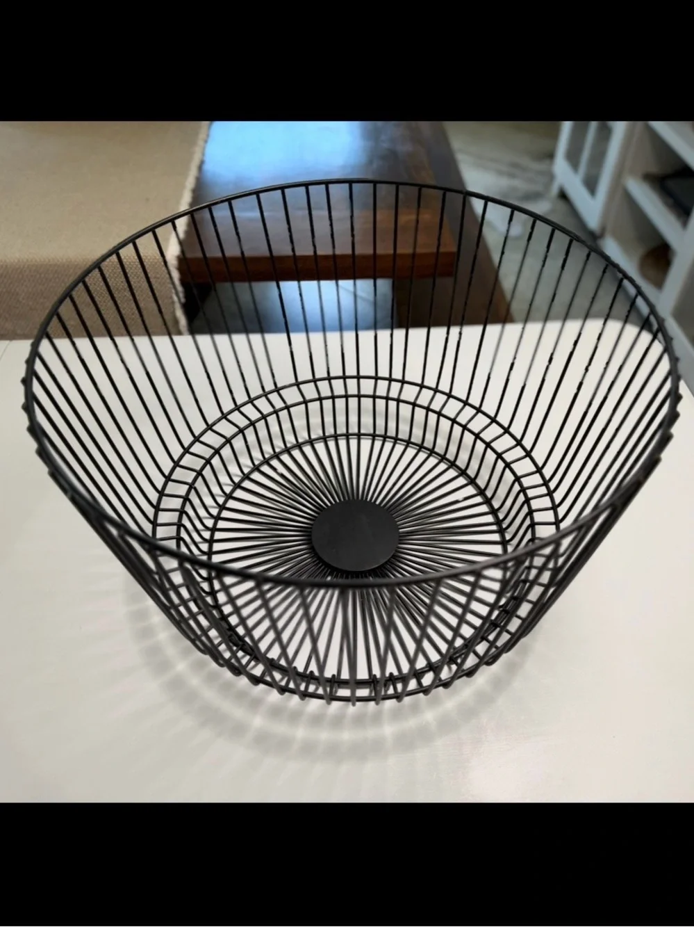 Threshold Metal Round Wire Storage Basket with Black Iron Finish- 18”x11”